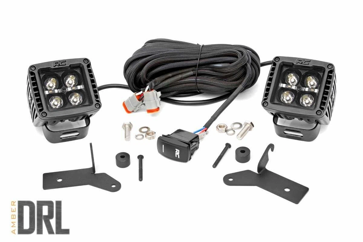 Fits Gladiator JT(18-24) LED Light Hinge Mount 2_ Black Pair Amber DRL 70052DRLA